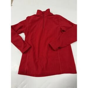 Lands' End Quarter Zip Long Sleeve Sweater Women's Small Red Fleece